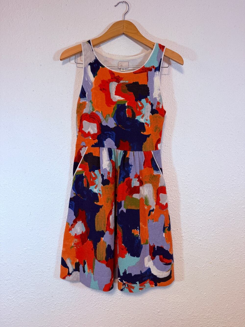 Anthropologie Postmark Lantana Watercolor sleeveless fit-and-flare dress Size 4